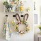16'' Easter Bunny Wreath for Front Door with Light, Pre-lit Spring Rabbit Wreath Decoration with Pastel Speckled Eggs & Berries, Artificial Farmhouse Wall Decor for Holiday Home Indoor